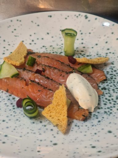 Lyme bay gin cured salmon